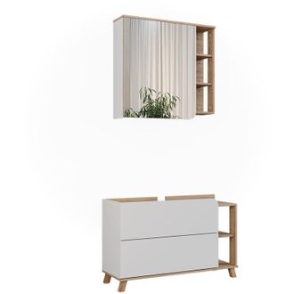 Vicco Conjunto De Muebles De Ba&ntilde;o Karen, Sonoma/blanco, 2 Partes