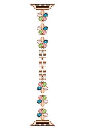 Posh Tech June Flower Bracelet Apple Watch Watchband in Rose Gold Multi at Nordstrom, Size 42 Mm