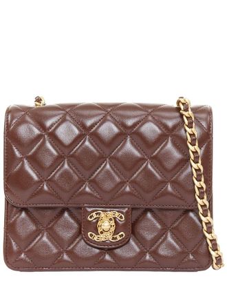 Chanel Burgundy Quilted Lambskin Cc Turnlock Mini Flap Bag (Authentic Pre- Loved)