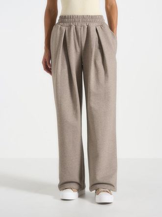 Mani&egrave;re De Voir Fanny Straight Leg Box Pleat Joggers in Taupe at Nordstrom, Size 12