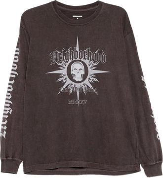 Neighborhood T-shirt con stampa teschio - Marrone