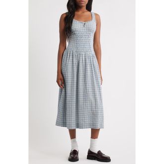 Damson Madder Mallory Organic Cotton Midi Sundress in Cloudy at Nordstrom Rack, Size 12 Us / 16 Uk