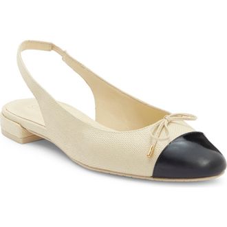 Stuart Weitzman Sleek Bow Slingback Flat in Natural/Black at Nordstrom Rack, Size 9.5