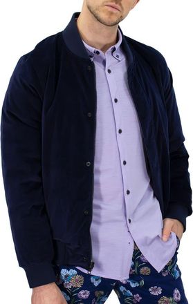 Lords of Harlech Don Velvet Reversible Bomber Jacket in Navy at Nordstrom, Size Xx-Large