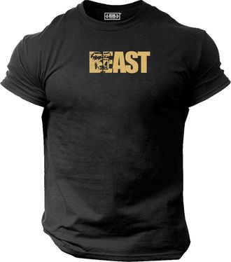 Generic Beast Gorilla T Shirt Gym Clothing Bodybuilding Training Workout Exercise Boxing MMA Gymwear Top (UK, Alpha, XXL, Regular, Regular, Black (Gold Print)