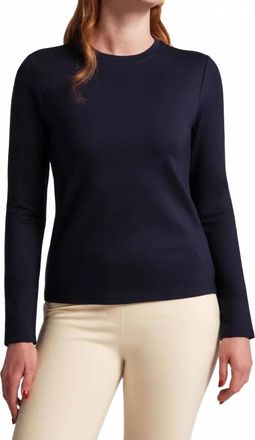 Frances Valentine Ballet Fitted Long Sleeve Top In Navy
