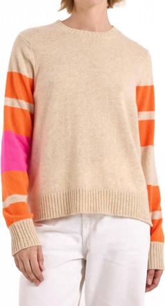 Brodie Irregular Shape Stripe Maya Crew Sweater In Cygnet