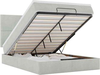 vidaXL Estructura Cama Otomana Con Colchones Gris Claro 140x200cm Vidaxl