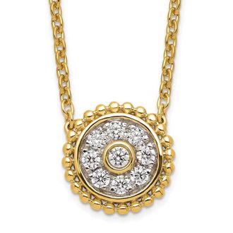 Diamond2Deal 14K Yellow Gold 1/3 Ct Lab Grown Diamond Circle Pendant Necklace 18 Clarity VS, Color G-H