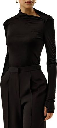LilySilk Slim Fitted Silk Jersey Long Sleeve Top in Black at Nordstrom, Size X-Small