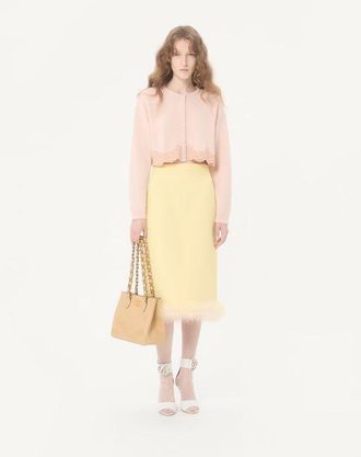 Valentino Gonna In Crepe Couture Con Piume Donna GIALLO 36