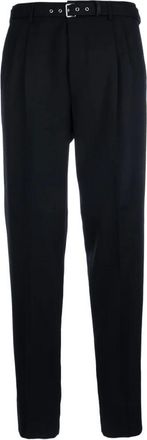 Prada Broeken, Heren, Zwart, M, Leer, Gegtailleerde Pantalon met Riem