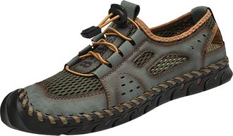 Generic Mens Hiking Shoes Breathable Outdoor Leather Trainers Closed Toe Trekking Sandals Hiking Sandals Handmade Leather Shoes Quick Drying Trekking Shoes No