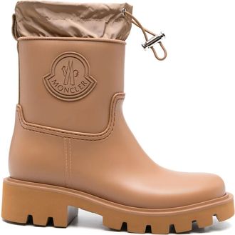 Moncler Kickstream rain boots - women - Polyurethane/Fabric/Fabric/Calf Leather/Rubber - 37 - Brown