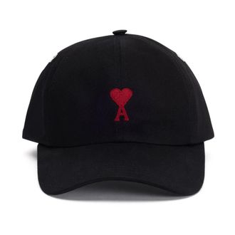 Ami Caps, male, Black, Size: ONE SIZE Casquette en gabardine de coton aspect peau de p&ecirc;che