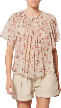 Isabel Marant Flowy Beige Blouse with Delicate Floral Print