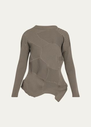 Issey Miyake Kone Kone Textural Ribbed Crewneck Sweater