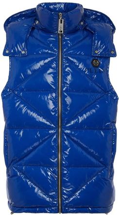 Philipp Plein Sleeveless Jacket Hexagon - Heren - Bodywarmers - Blauw - 4XL - Leer - Jassen