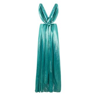 Alberta Ferretti Long Dress with Braided Straps - female - Alberta Ferretti - Gowns - Blue - S - Dresses
