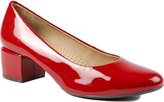 Jones Bootmaker Womens Zakynthos Leather Block Heel Court Shoes - Red - Size UK 4.5