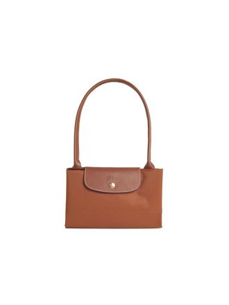 Longchamp L Cognacfarbene Tela-Schultertasche Le Pliage Original