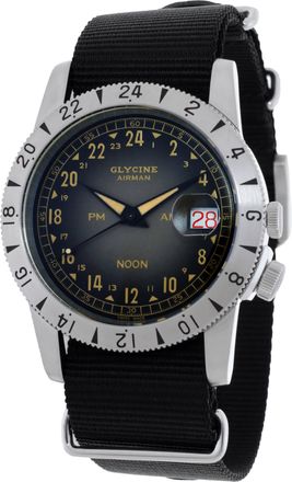 Glycine Airman Vintage Noon Purist Automatic Black Dial Watch GL0478