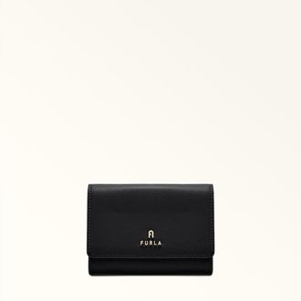 Furla Camelia Portafoglio Compatto Nero Nero Pelle Stampata Donna
