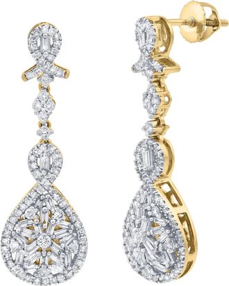 LuvMyJewelry Ambery 0.1 Ct 14K Gold Diamond Drop Earrings