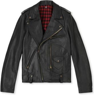 Fortela Biker Leather Jacket in Black at Nordstrom, Size 52 Eu