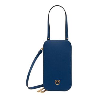 Pinko Leren Telefoonhoesje - Dames - Telefoonaccessoires - Blauw - ONE Size - Katoen - Accessoires
