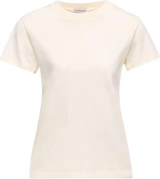 Moncler Logo Katoenen T-Shirt - Dames - T-shirts - Wit - M - Katoen - Tops