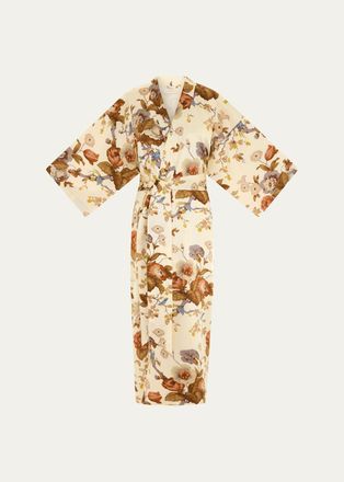 Olivia Von Halle Queenie Floral-Print Silk Robe