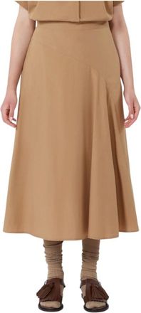 Max Mara Midi Skirts, female, Brown, Size: 3XS Cotton-poplin Skirt