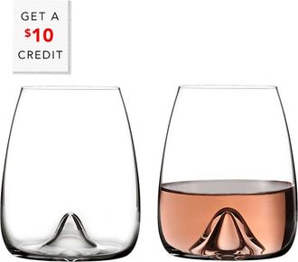 Waterford Set Of 2 Elegance Stemless Wine Glasseswith $10 Credit