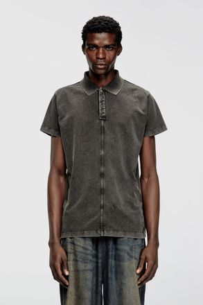Diesel Polo shirt in denim-look jersey - Polos - Man - Black