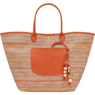 Longchamp Large Le Pliage Panier Rainbow Raffia Tote at Nordstrom