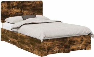 vidaXL Estructura De Cama Con Cabecera Roble Ahumado 120 X 200 Cm Vidaxl