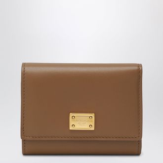 Dolce & Gabbana Plong&eacute; calfskin wallet in caramel
