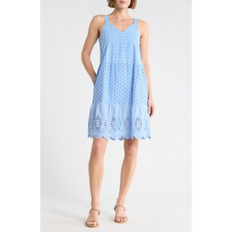 Splendid Napa Cotton Eyelet Sundress in Steel Blue at Nordstrom Rack, Size X-Small
