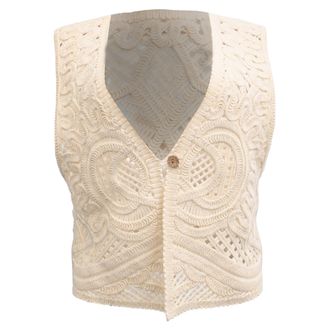 BA&SH Ba & Sh Misti Knitted Waistcoat in Cream Cotton