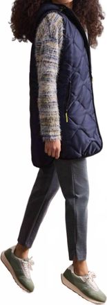 Tribal Reversible Hooded Puffer Vest In Night Sky