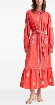 Never Fully Dressed Midi-jurk met borduurwerk - Rood