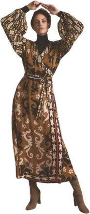 Summum Geprintte Midi Jurk met Ballonmouwen - Dames - Maxi kleedjes - Veelkleurig - XS - Kleedjes