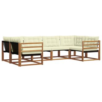 vidaXL Conjunto De Sof&aacute;s De Exterior Con Coj&iacute;n 6 Pcs Natural Y Crema Vidaxl