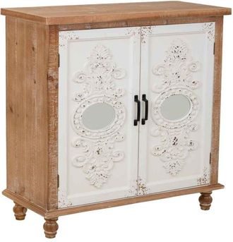 Wanderlust Deco Recibidor De Madera Blanco Con 2 Puertas 80x35x80h Cm