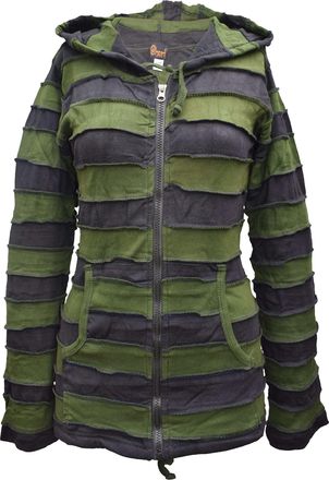 Gheri Striped Pixie Hooded Punk Hoodie Green Black 10
