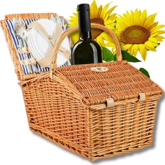 OEM Cesta De Picnic De Mimbre, Bolsa T&eacute;rmica, Juego De Platos Para 4 Personas, D&iacute;a Del Padre