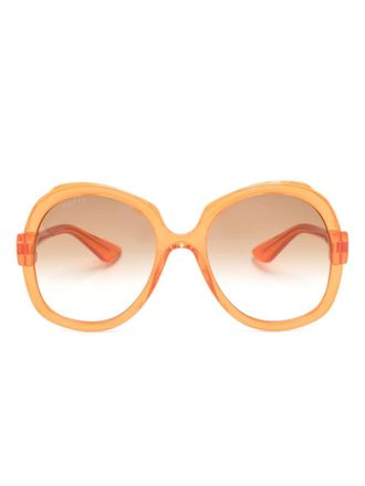 Gucci Occhiali da sole oversize con placca logo - Arancione