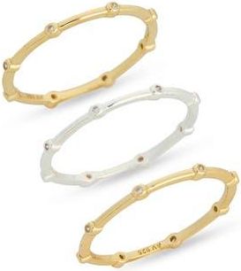 Argento Vivo Set of 3 Two-Tone Cubic Zirconia Stackable Rings in Gold/Silver at Nordstrom Rack, Size 7