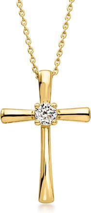 Ross-Simons Lab-Grown Diamond Cross Pendant Necklace in 18kt Gold Over Sterling